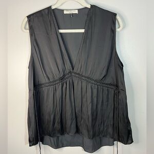 Halston Heritage Black Sleeveless Drawstring Women's Silky Top Size S